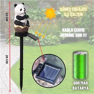Solar Güneş Enerjili Aplik Panda Led Lamba Bahçe Veranda Merdivenlerinizde Şık Peyzaj Aydınlatması 1 Adet Saplamalı