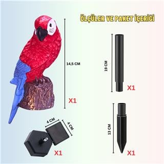 Solar Güneş Enerjili Aplik Papağan Led Lamba Bahçe Veranda Merdivenlerinizde Şık Peyzaj Aydınlatması 1 Adet Saplamalı