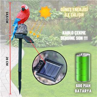 Solar Güneş Enerjili Aplik Papağan Led Lamba Bahçe Veranda Merdivenlerinizde Şık Peyzaj Aydınlatması 1 Adet Saplamalı