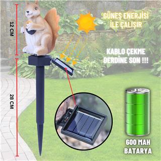 Solar Güneş Enerjili Aplik Sincap Led Lamba Bahçe Veranda Merdivenlerinizde Şık Peyzaj Aydınlatması 1 Adet Saplamalı