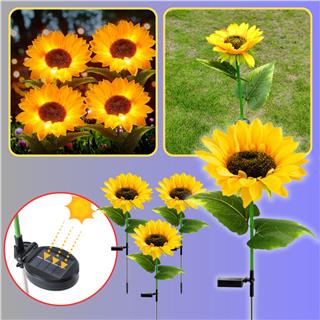 Solar Güneş Enerjili Ayçiçeği Günebakan Aplik LED Lamba - Bahçe, Veranda, Merdivenlerinizde Şık Peyzaj Aydınlatması 4 Lü Set