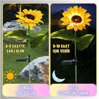 Solar Güneş Enerjili Ayçiçeği Günebakan Aplik LED Lamba - Bahçe, Veranda, Merdivenlerinizde Şık Peyzaj Aydınlatması 4 Lü Set