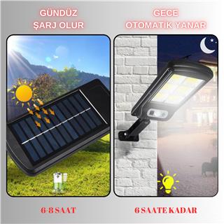 Solar Güneş Enerjili Bahçe Sokak Aydınlatma Lambası Cob Led Su Geçirmez Hareket Sensörlü 3 Mod