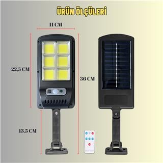 Solar Güneş Enerjili Bahçe Sokak Aydınlatma Lambası Cob Led Su Geçirmez Hareket Sensörlü 3 Mod