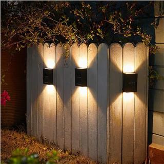 Solar Güneş Enerjili Çift Taraflı Dekoratif LED Aplik Bahçe Duvar Veranda Merdiven Aydınlatma Lambası