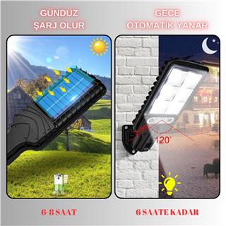Solar Güneş Enerjili Cob Ledli Hareket Sensörlü 3 Modlu Dış Mekan Bahçe Aydınlatma Lambası
