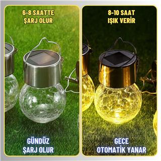 Solar Güneş Enerjili Kırık Cam Desen Aplik LED Lamba - Bahçe, Veranda, Merdivenlerinizde Şık Peyzaj Aydınlatması 1 Adet