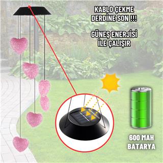 Solar Güneş Enerjili Renk Değiştiren Kalp Aplik LED Lamba - Bahçe, Veranda, Merdivenlerinizde Şık Peyzaj Aydınlatması (6lı Set)