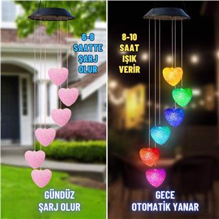 Solar Güneş Enerjili Renk Değiştiren Kalp Aplik LED Lamba - Bahçe, Veranda, Merdivenlerinizde Şık Peyzaj Aydınlatması (6lı Set)
