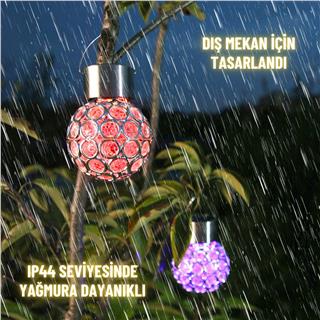 Solar Güneş Enerjili RGB Küre Aplik LED Lamba - Bahçe, Veranda, Merdivenlerinizde Şık Peyzaj Aydınlatması 1 Adet