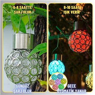 Solar Güneş Enerjili RGB Küre Aplik LED Lamba - Bahçe, Veranda, Merdivenlerinizde Şık Peyzaj Aydınlatması 1 Adet