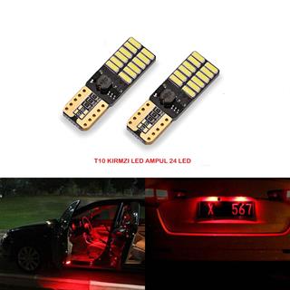 T10 Dipsiz Ampul KIRMIZI 24 Led CANBUS 2 ADET Oto Park Plaka Ve İç Aydınlatma Led Ampul 