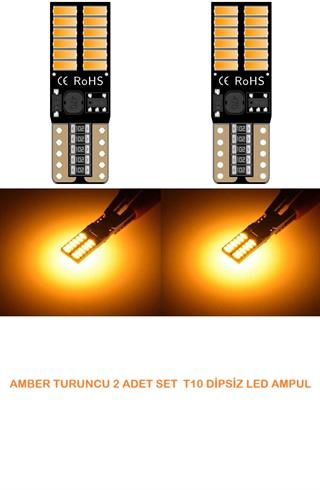 T10 Dipsiz Ampul TURUNCU 12 Led CANBUS 2 ADET Oto Park Plaka Ve İç Aydınlatma Led Ampul 