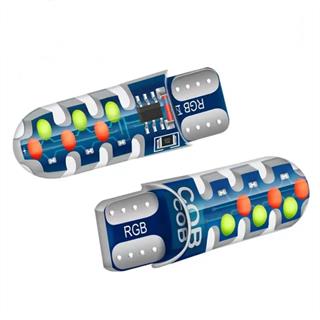 T10 RGB Yanıp Sönen 2 ADET COB Renkli Led Ampul Oto İç Aydınlatma Ve Motosiklet Dekor Işık