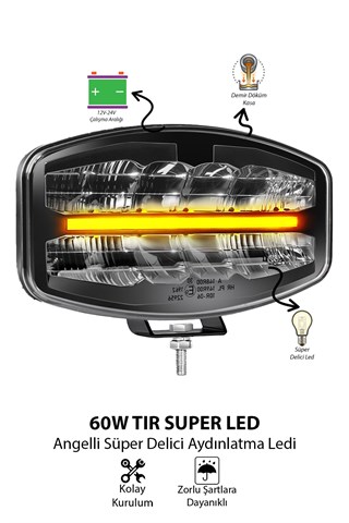 Tır Kamyon 10 inç LED Sis Farı Delici Aydınlatma Led 12V-24V  Beyaz LED Aydınlatma Sarı Gündüz Led