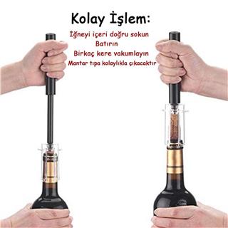 Tirbüşon Basınçlı Pratik Şişe Şarap Mantar Açacağı
