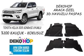 TOYOTA HILUX 2015 SONRASI Araca Özel Oto Paspas 3D Havuzlu Kauçuk
