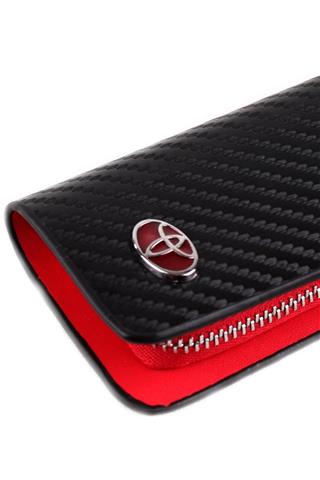 TOYOTA Uyumlu Karbon Desen Deri Cüzdan Anahtarlık
