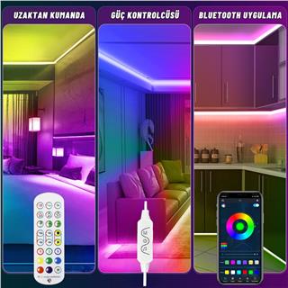 Tv Monitör Arkası Telefon Ve Kumanda Kontrollü 4 Metre Şerit Ambiyans Dekor Led Işık 