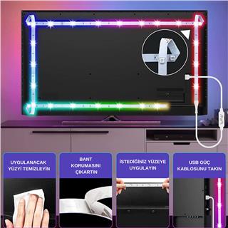 Tv Monitör Arkası Telefon Ve Kumanda Kontrollü 4 Metre Şerit Ambiyans Dekor Led Işık 