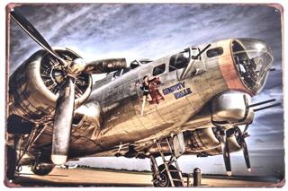 Uçak Duvar Süsü Dekor Retro Metal Tabela 30x20 Cm