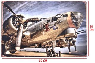 Uçak Duvar Süsü Dekor Retro Metal Tabela 30x20 Cm