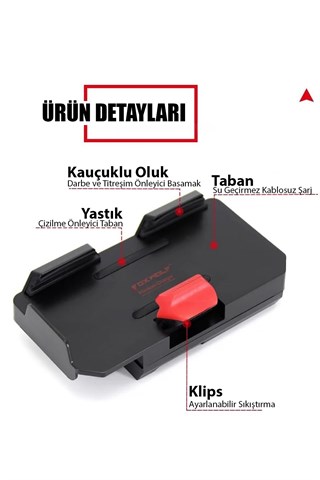 Universal Motosiklet Telefon ve GPS Navigasyon Tutacağı  Kablosuz Hızlı Şarjlı Çift USB Girişli