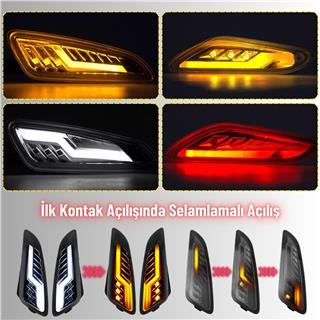 Vespa Elettrica Sprint Primavera Ön Arka 4lü LED Sinyal Lambası Seti Kayar Selamlamalı 12V 2li Mod