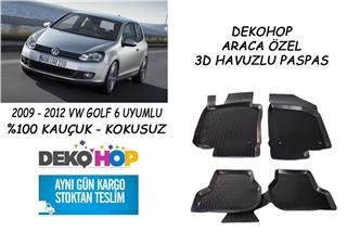 VW GOLF VI GOLF 6 3D Havuzlu Araca Özel Kauçuk Oto Paspas 2009-2012 ARASI