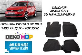 VW POLO 2009-2016 ARASI Oto Paspas Araca Özel 3D Havuzlu Kauçuk Paspas