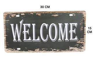 Welcome Metal Tabela Retro Dekorasyon Duvar Süsü 30X15 Cm