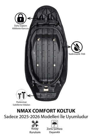Yamaha NMAX Uyumlu 2025 Sonrası Comfort Koltuk Spor Tasarım