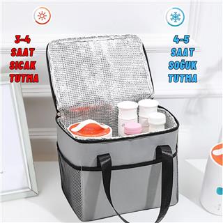 Yemek Taşıma Ve Piknik Çantası 10 Litre Isı Yalıtımlı Sıcak Soğuk Beslenme Taşıma Çantası