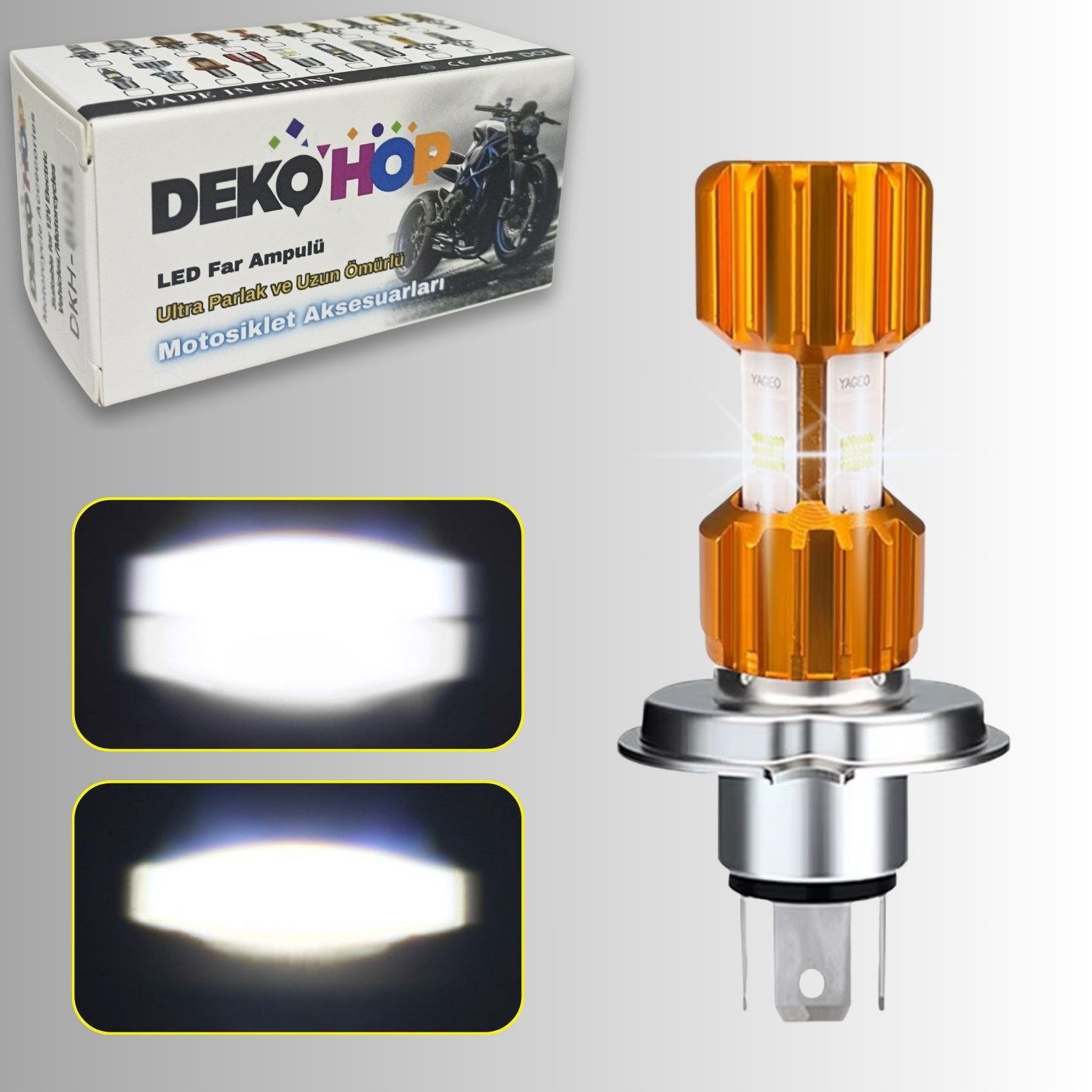  H4 Led Far ampul 12-24V 6000K Beyaz Yüksek Performanslı Motosiklet Araba Led Ampul 1 AD 12W/1500LM 