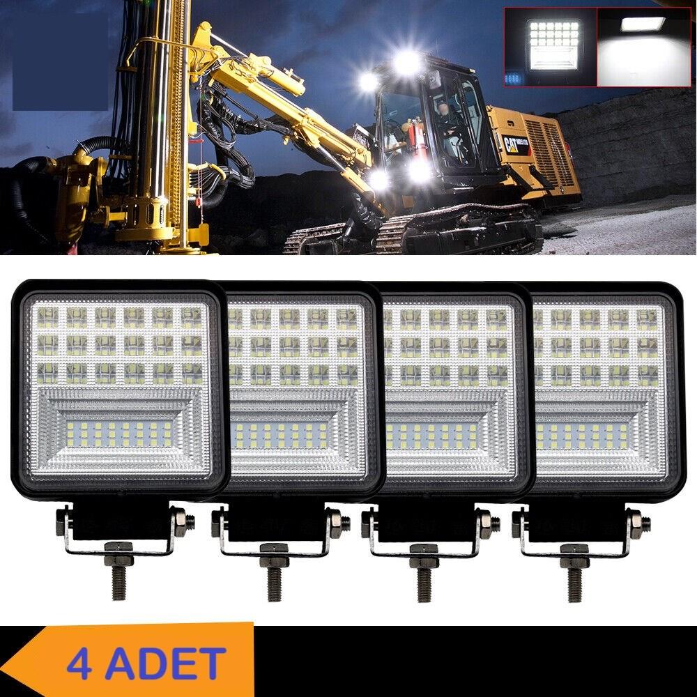 4 ADET Kamyon İş Makinesı Traktör Ve Arazi Aracı 42 Led 4 İnç Aydınlatma Ve Çalışma Sis Lambası