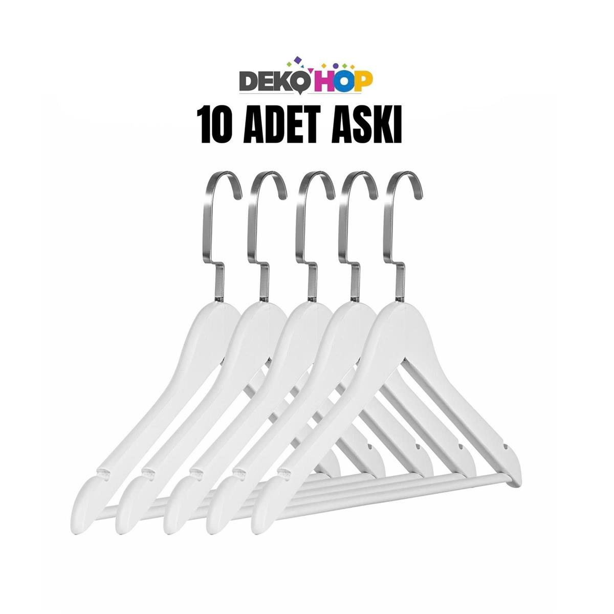 Ahşap Elbise Kıyafet Askısı 1.Kalite Ahşap Beyaz Renk Ahşap Askı 50 ADET