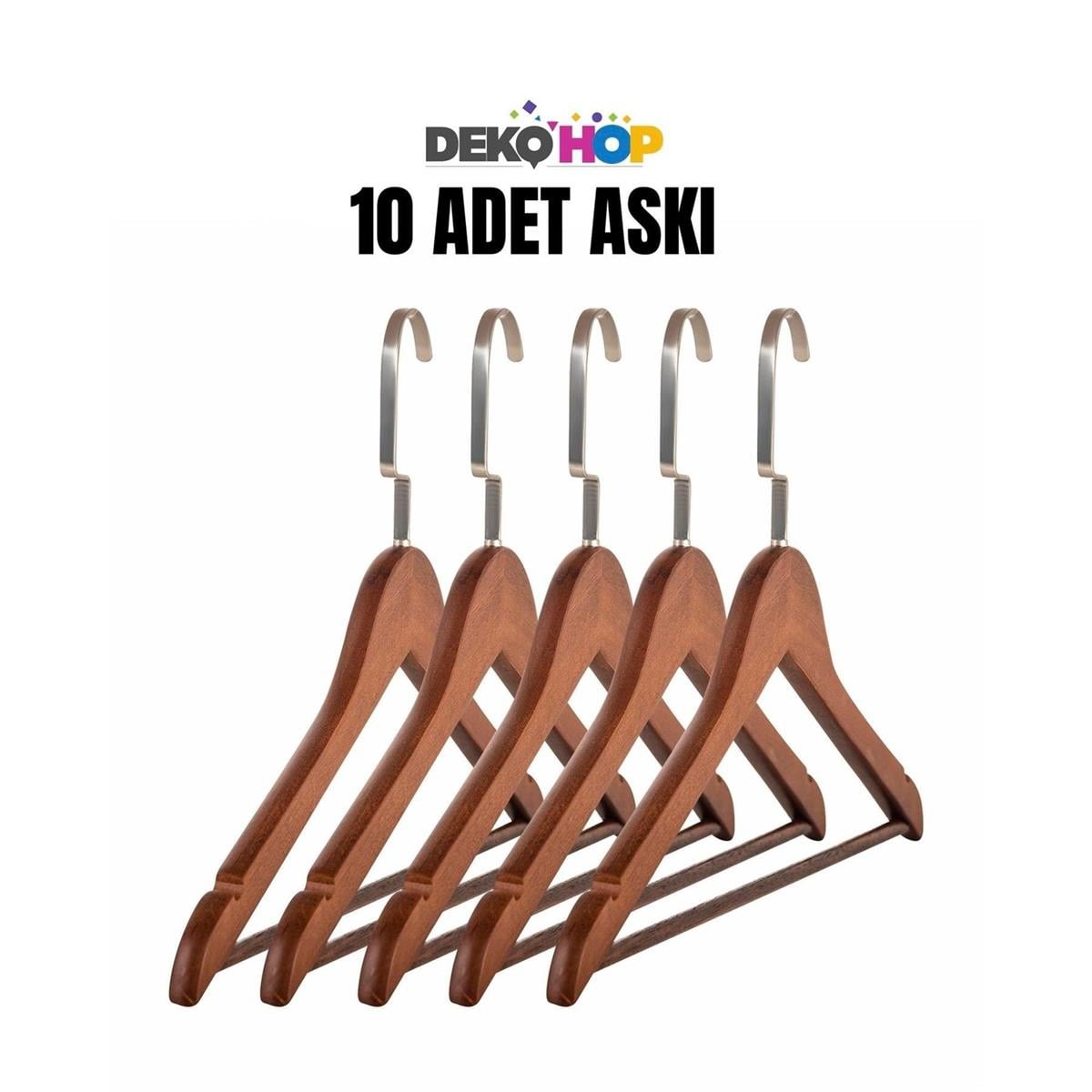 Ahşap Elbise Kıyafet Askısı 1.Kalite Ahşap Ceviz Renk Ahşap Askı 10 ADET