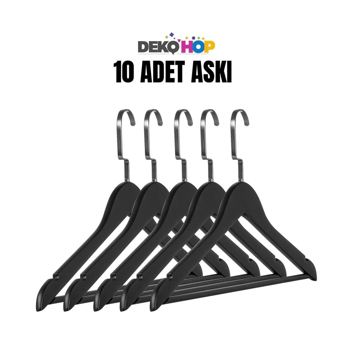 Ahşap Elbise Kıyafet Askısı 1.Kalite Ahşap Siyah Renk Ahşap Askı 50 ADET