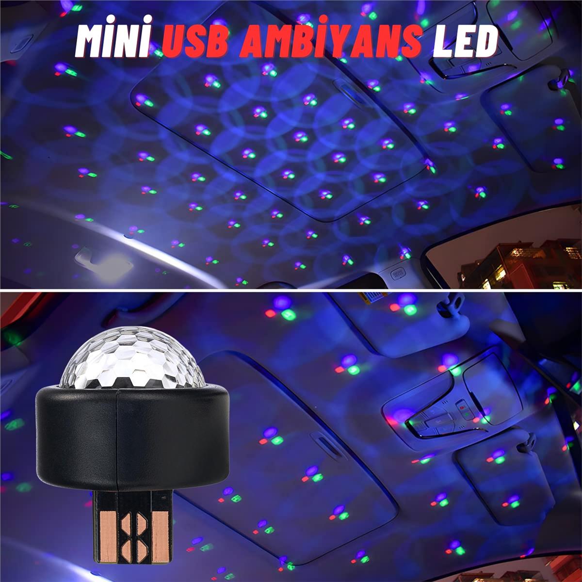 Araç Içi Mini Disko Topu Usb Girişli Telefon Mikrofon Laptop Uyumlu