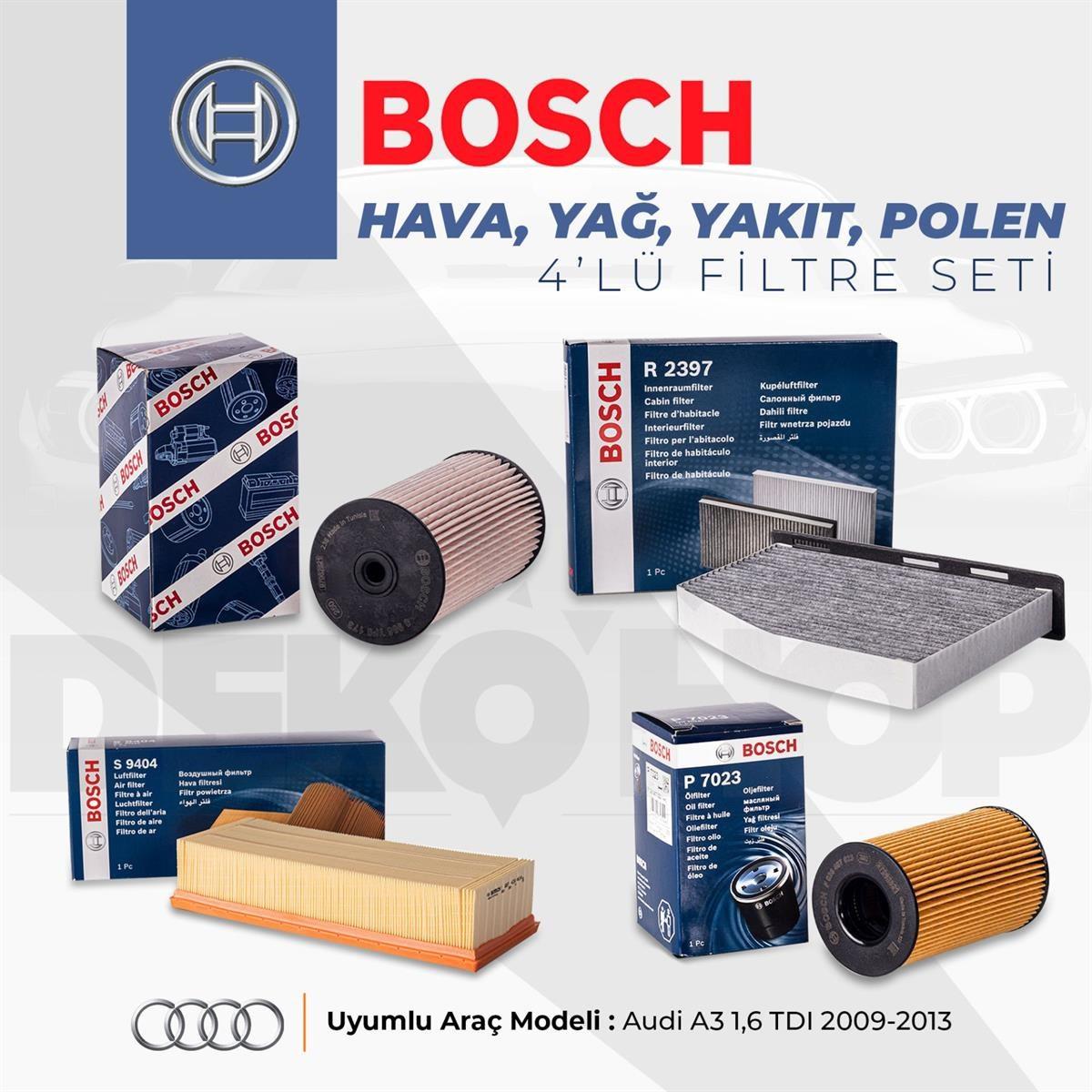 AUDI A3 1.6TDI Filtre Bakım Seti 2009-2013 Arası Uyumlu 4 Lü Set