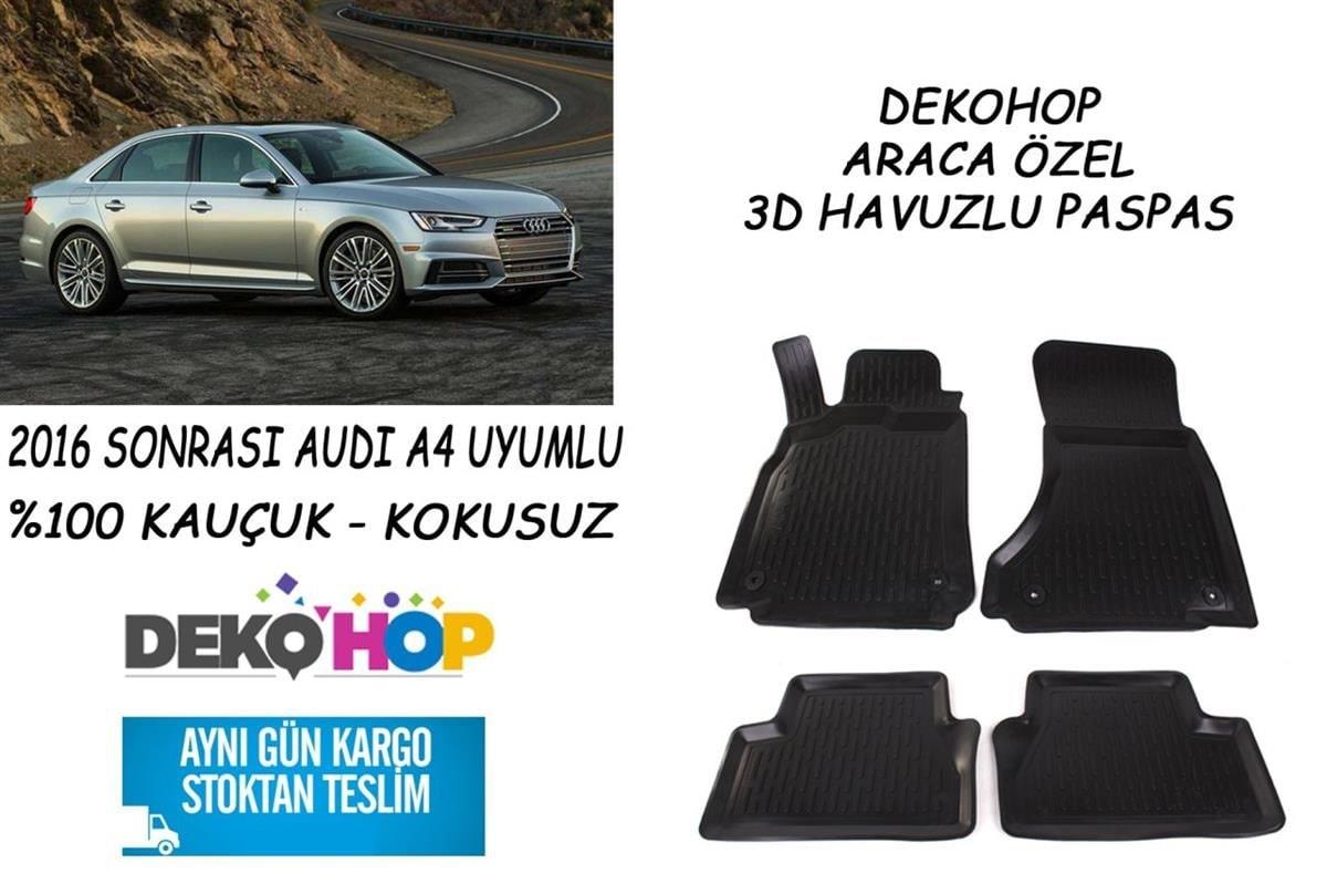 Audi A4 2016 SONRASI 3D Havuzlu Araca Özel Kauçuk Oto Paspas