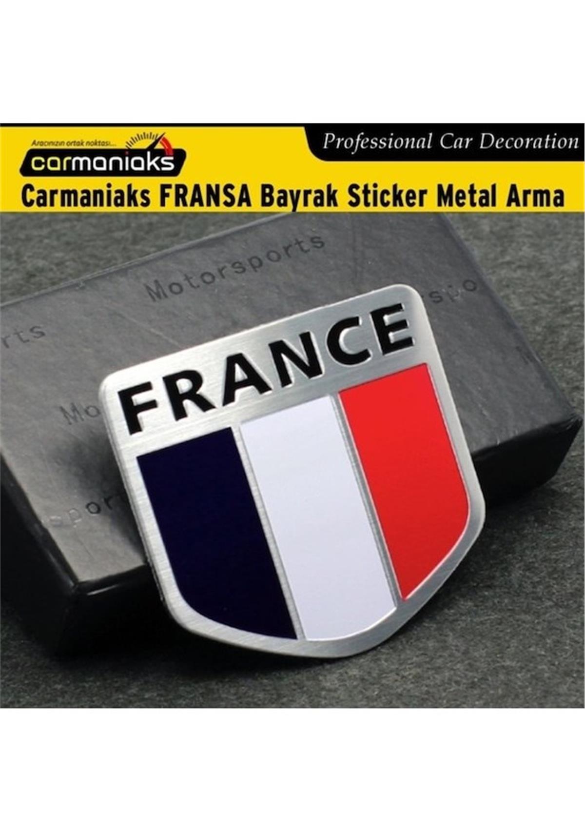 Bayrak Sticker France Metal Çelenk Arma 5X5 Cm