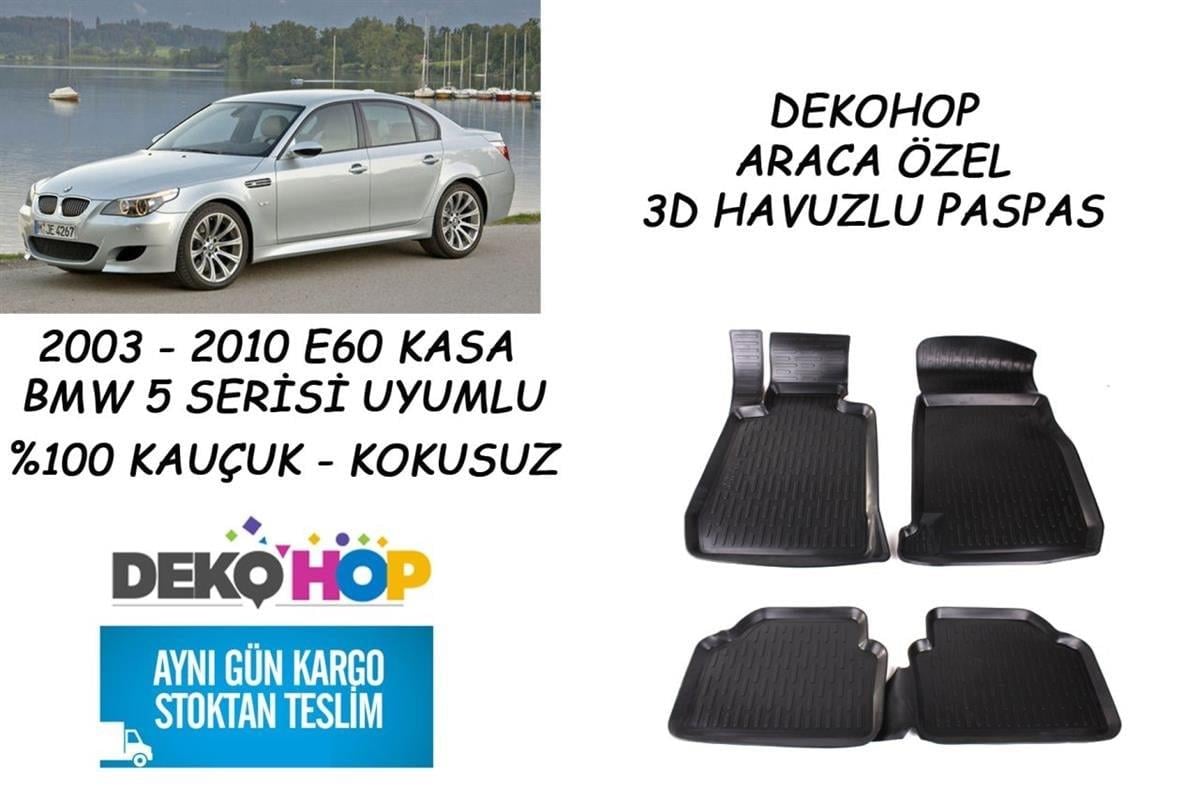 BMW E60 KASA 5 SERİSİ 2003-2010 ARASI 3D Havuzlu Araca Özel Kauçuk Oto Paspas