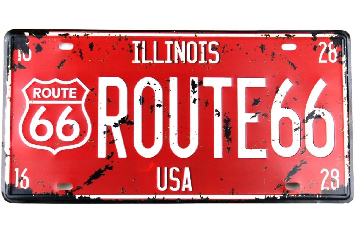 Dekoratif Metal Tabela Retro Dekor Duvar Süsü ''Route 66'' 30x15 CM