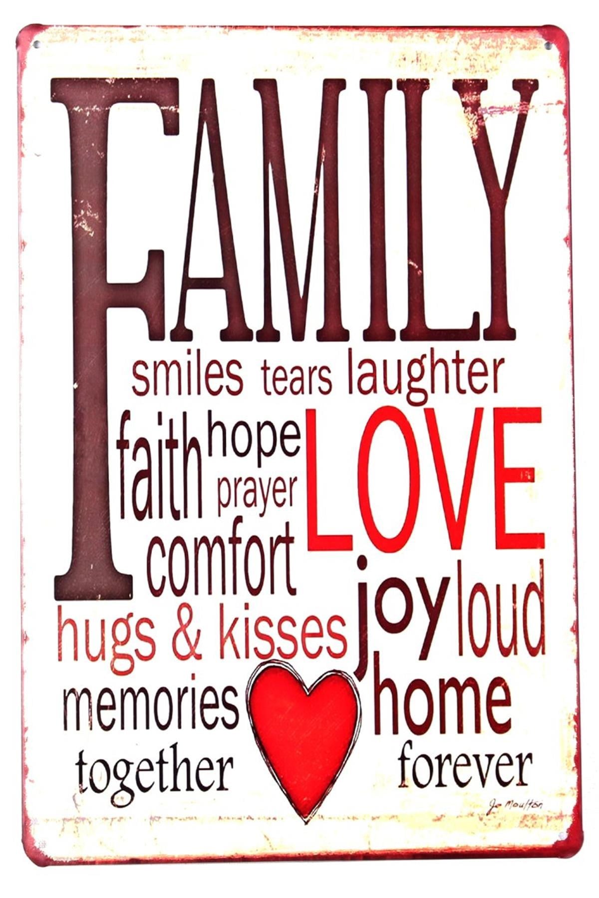 Duvar Dekorasyon Family Retro Vintage Metal Tabela 30x20 CM