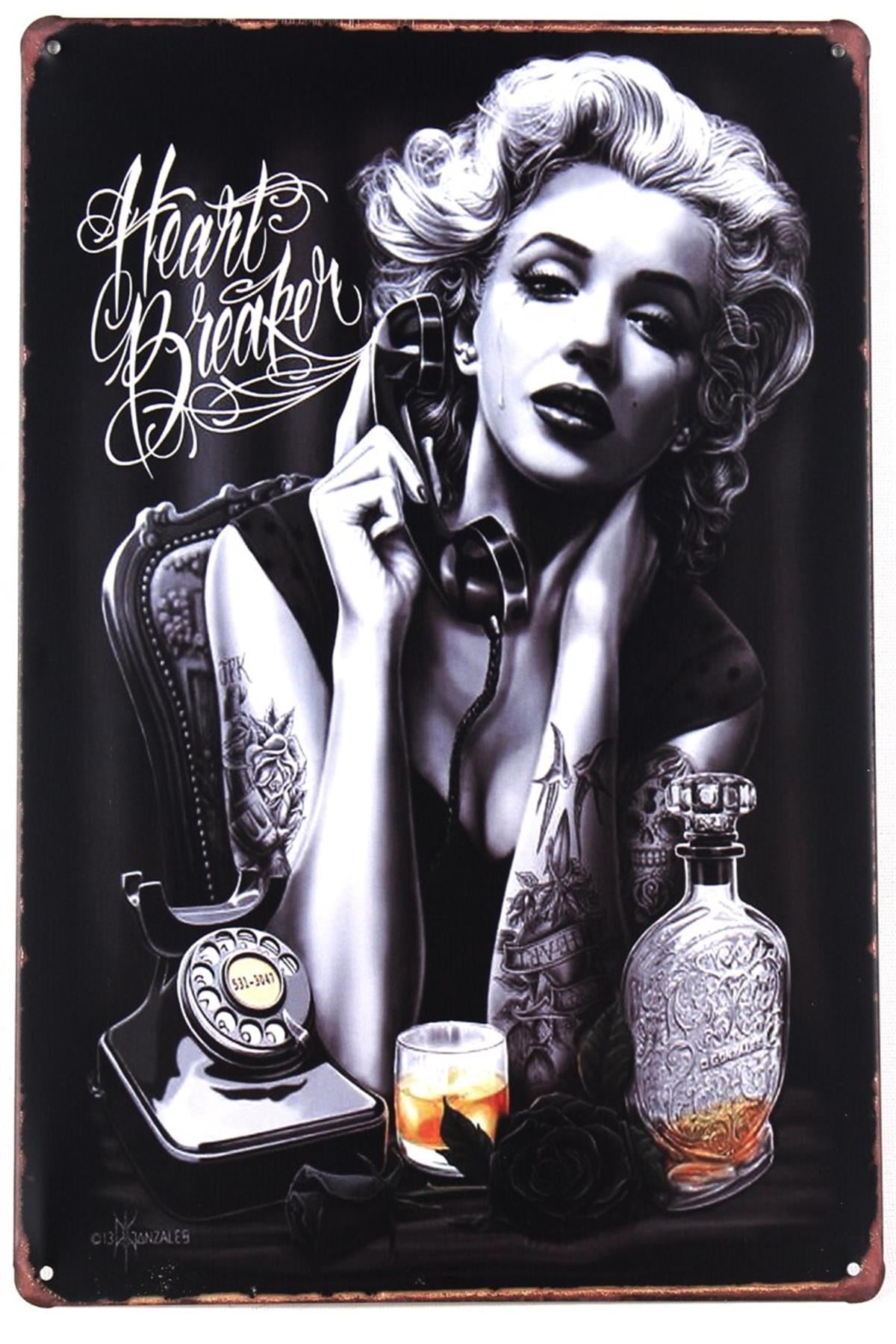 Duvar Dekorasyon Marilyn Monroe Retro Vintage Metal Tabela 30x20 CM