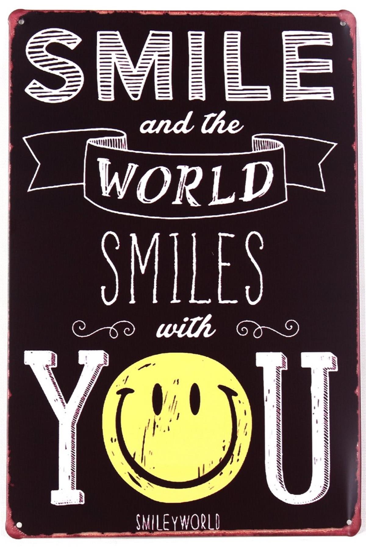 Duvar Dekorasyon Smile Sosyal Retro Vintage Metal Tabela 30x20 CM