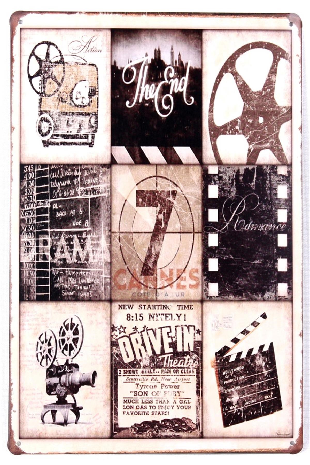 Duvar Dekorasyon Süsü Yazı Sinema Retro Vintage Metal Tabela 30x20 CM