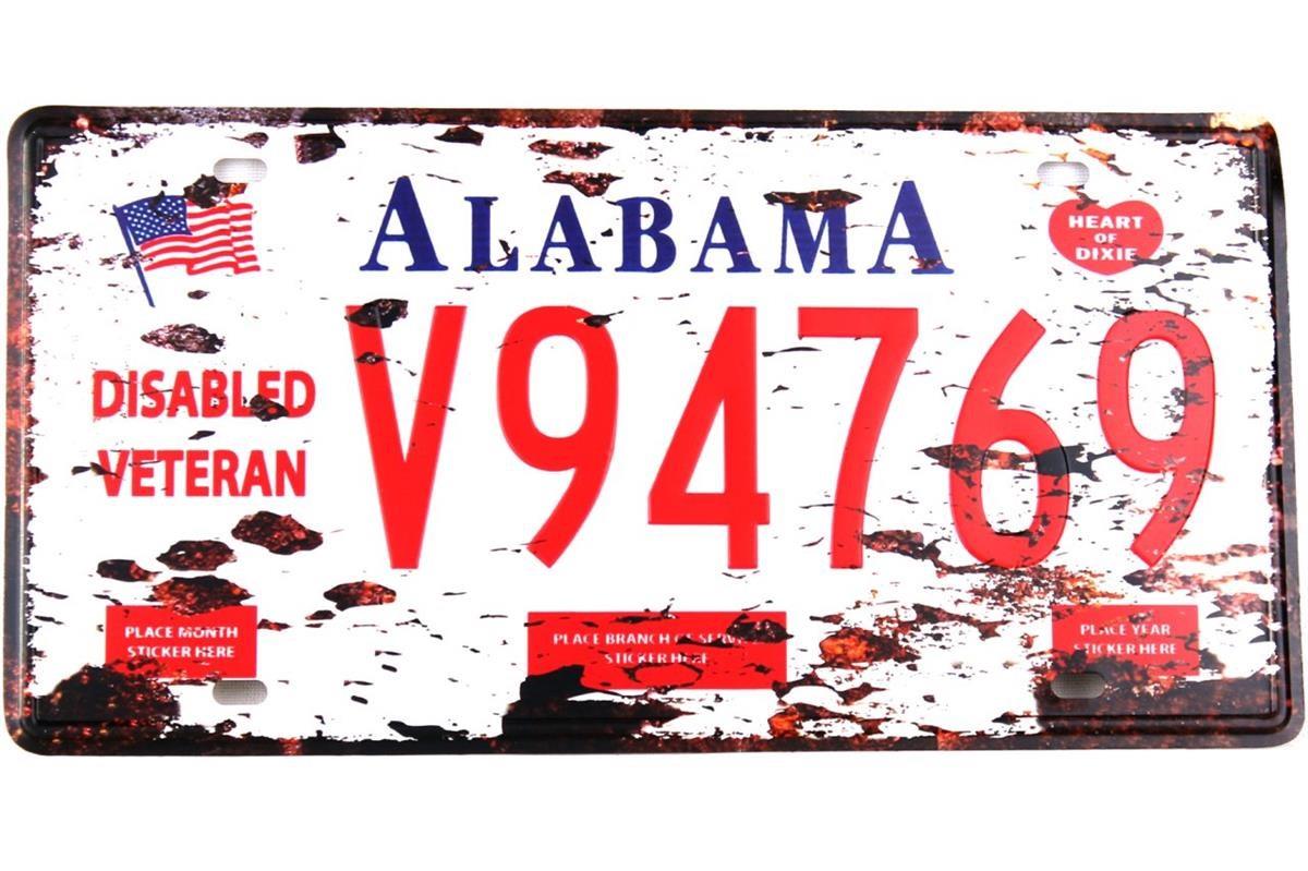 Duvar Süsü Dekor Retro Metal Tabela ''Alabama'' 30x15 CM