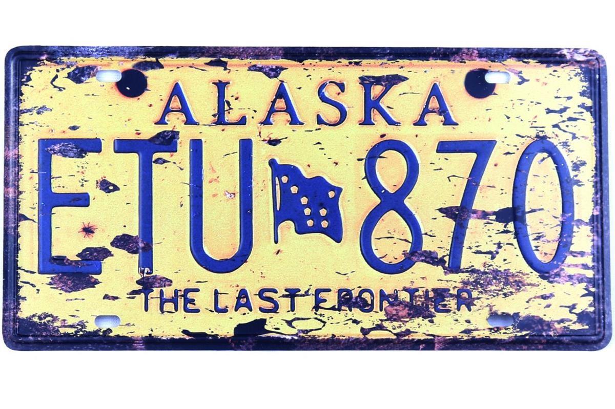 Duvar Süsü Dekor Retro Metal Tabela ''Alaska'' 30x15 CM